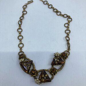 Vtg '60 HENKEL & GROSSE GERMANY for CHRISTIAN DIOR art deco glass necklace